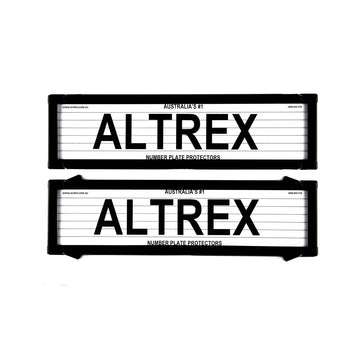 Altrex Number Plate Protector Covers -  NSW Premium Dual Back Black With Lines (372x107mm & 372x107mm) - 6LPDB