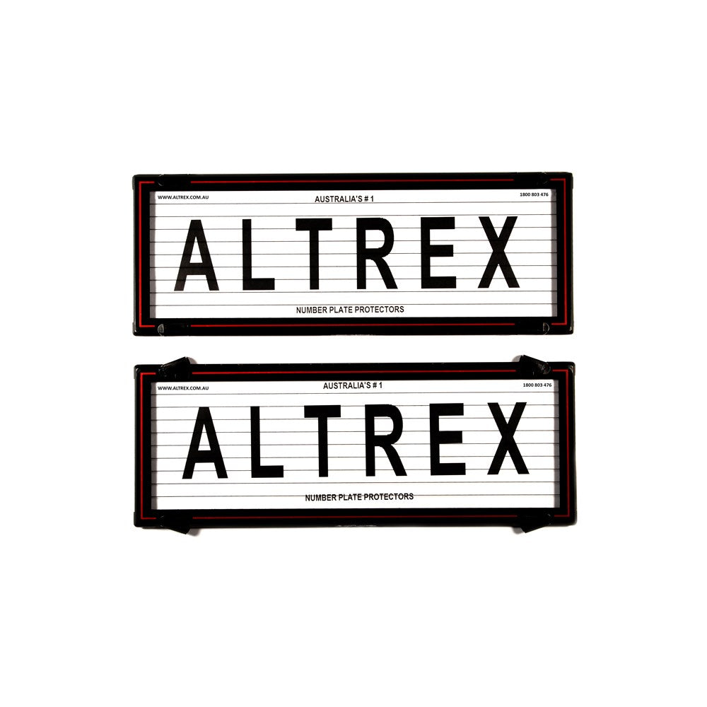 Altrex Number Plate Protector Covers -  Standard Size Black Border With Red Insert and Lines (372x134mm & 372x134mm) - 6LR