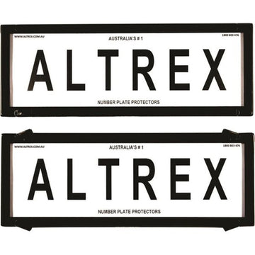 Altrex Number Plate Protector Covers -  Standard Size Black Without Lines (372x134mm & 372x134mm) - 6NL