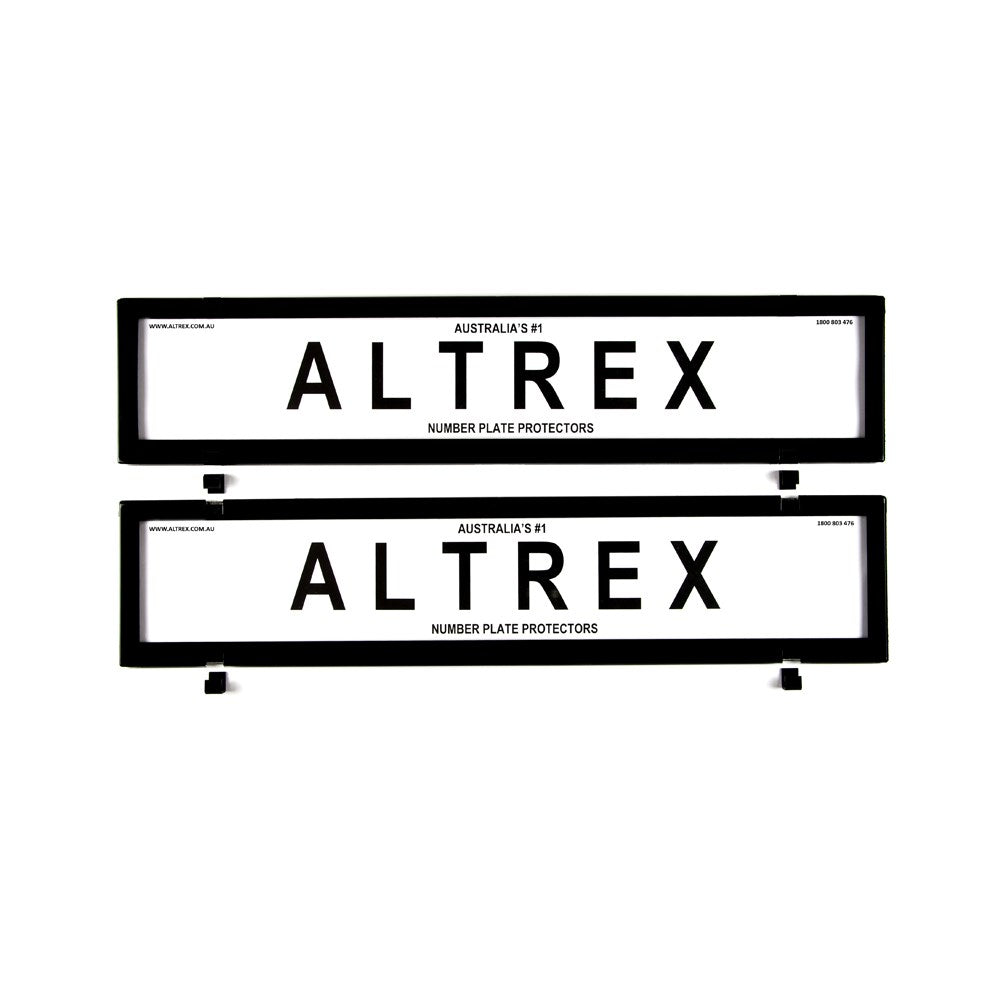 Altrex Number Plate Protector Covers -  European Classic Full Size Front and Rear Black Without Lines (520x110mm & 520x110mm) - 6NLE