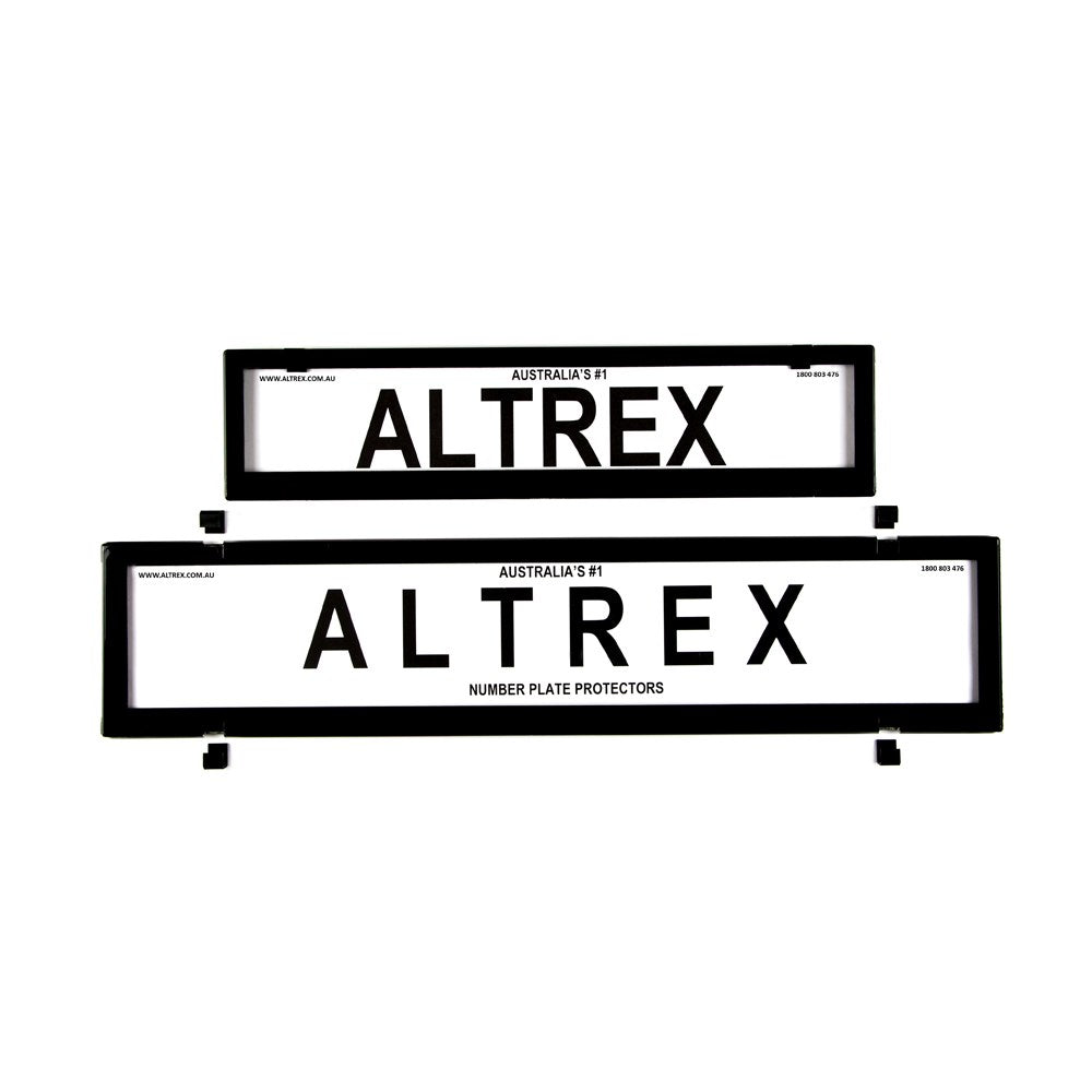 Altrex Number Plate Protector Covers -  NSW & ACT European Premium Combination Black Without Lines (372x84mm & 520x110mm) - 6NLEP