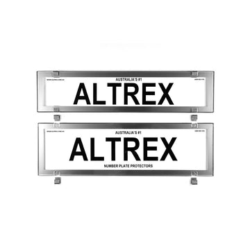 Altrex Number Plate Protector Covers -  NSW & SA Premium Combination Chrome Style Without Lines (372x84mm & 372x107mm) - 6PCC