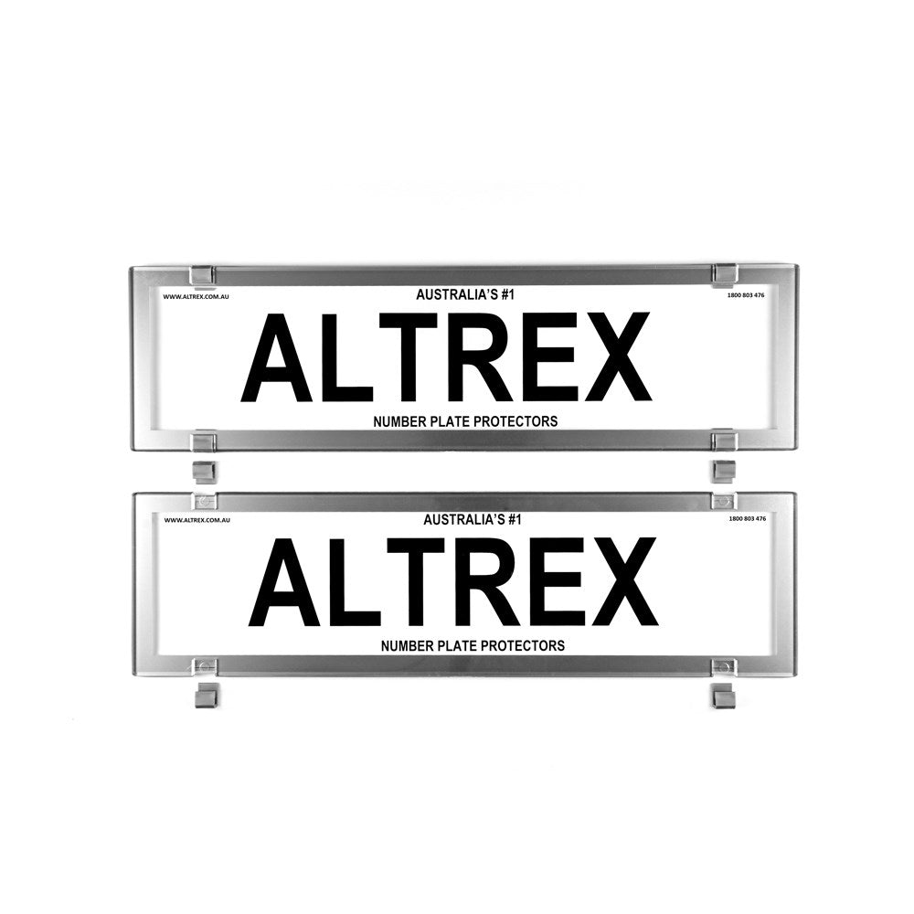 Altrex Number Plate Protector Covers -  NSW Premium Dual Back Chrome Style Without Lines (372x107mm & 372x107mm) - 6PCCDB