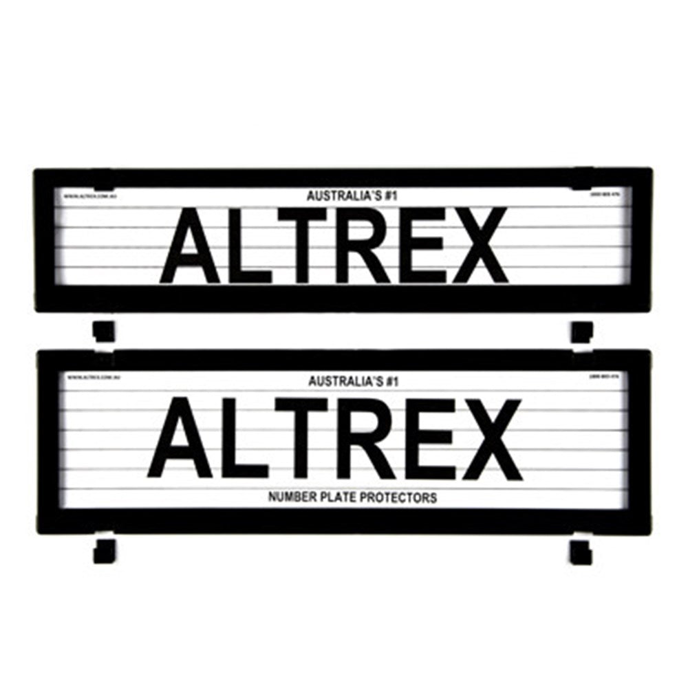 Altrex Number Plate Protector Covers -  Slimline Black with Lines (372x84mm & 372x107mm) - 6PCL