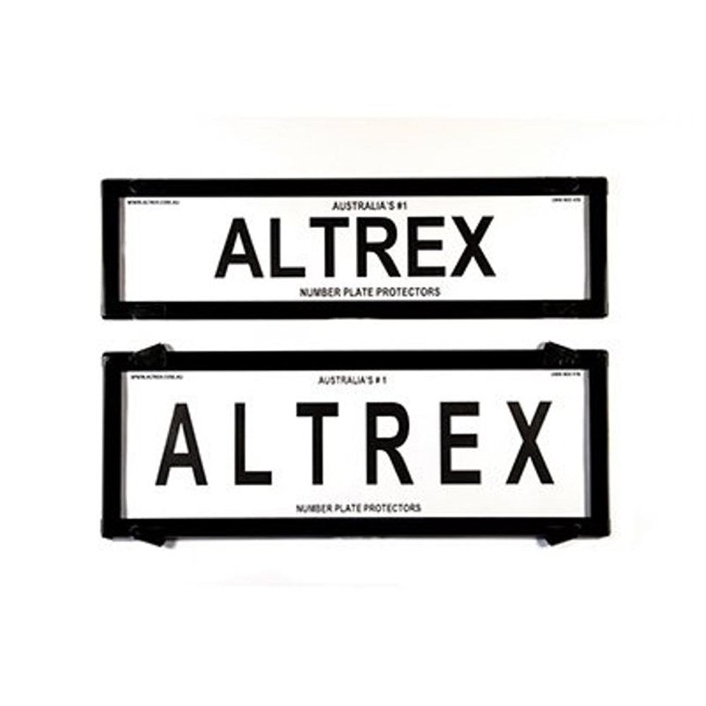 Altrex Number Plate Protector Covers -  QLD, ACT, VIC, TAS, SA, WA & NT Slimline Combination Black Without Lines (372x100mm & 372x134mm) - 6QSNL