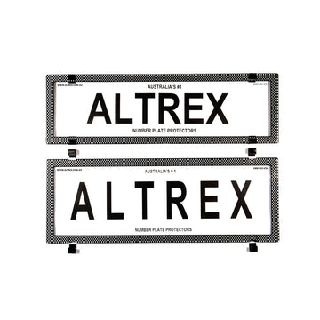 Altrex Number Plate Protector Covers -  QLD, ACT, VIC, TAS, SA, WA & NT Slimline Combination Silver Carbon Fibre Without Lines (372x100mm & 372x134mm) - 6SESQ