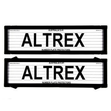 Altrex Number Plate Protector Covers -  QLD, VIC, TAS, SA, WA & NT Dual Slimline Black With Lines (372x100mm & 372x100mm) - 6VSL