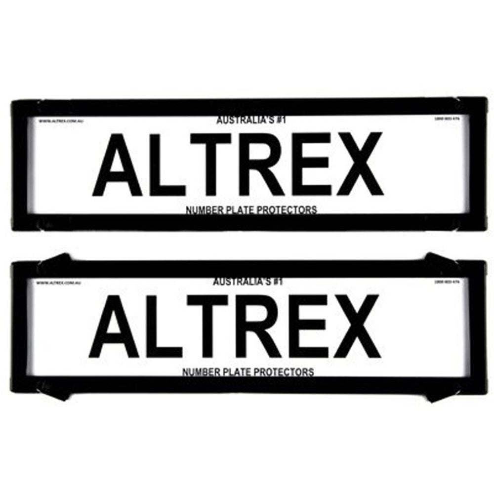 Altrex Number Plate Protector Covers -  QLD, VIC, TAS, SA, WA & NT Black Dual Slimline Without Lines (372x100mm & 372x100mm) - 6VSNL