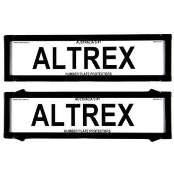 Altrex Number Plate Protector Covers -  QLD, VIC, TAS, SA, WA & NT Black Dual Slimline Without Lines (372x100mm & 372x100mm) - 6VSNL