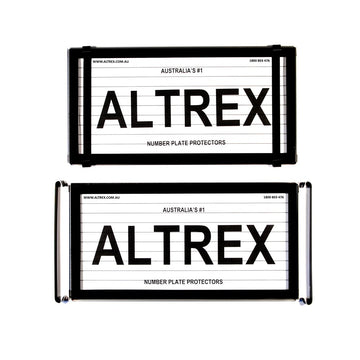 Altrex Number Plate Protector Covers -  NSW, VIC, TAS, QLD, US / International Black With Lines (305x155mm & 305x155mm) - 9BL