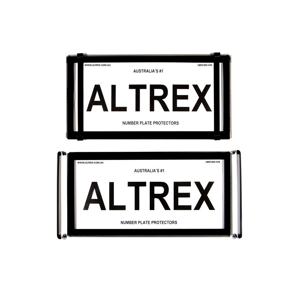 Altrex Number Plate Protector Covers -  NSW, VIC, TAS, QLD, US / International Black Without Lines (305x155mm & 305x155mm) - 9BNL