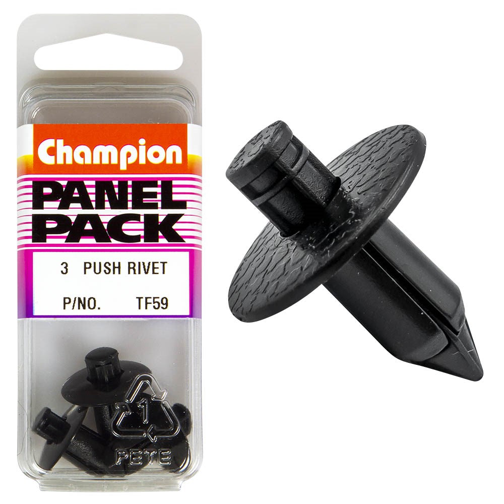 Champion Fasteners Push Rivets (22mm Head, 21mm Length, to Suit 8mm Hole) - Pack of 3 - TF59