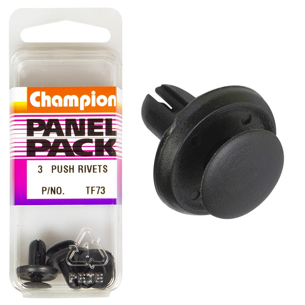 Champion Fasteners Push Rivets (15mm Head, 17mm Length, to Suit 6mm Hole) - Pack of 3 - TF73