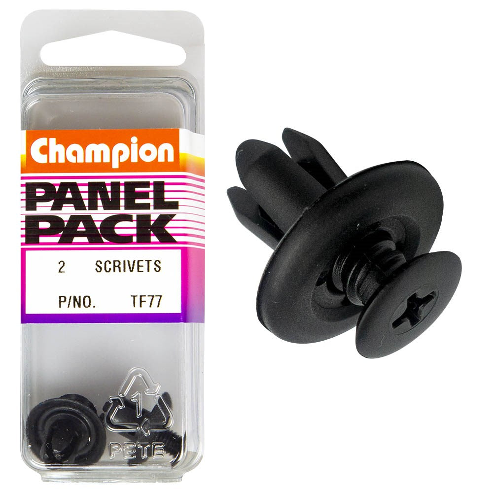 Champion Fasteners Scrivets (17mm Head, 10mm Length, to Suit 7mm Hole) - Pack of 2 - TF77