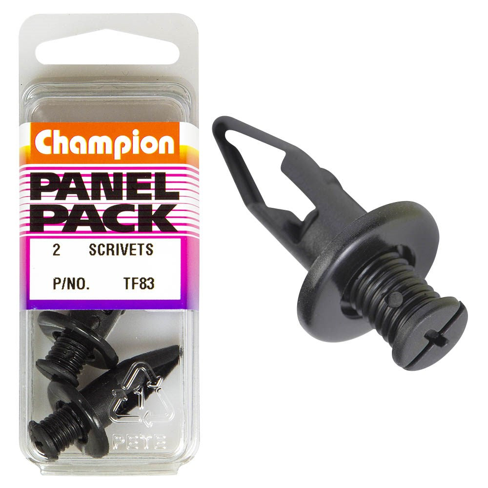 Champion Fasteners Scrivets (20mm Head, 27mm Length, to Suit 10mm Hole) - Pack of 2 - TF83