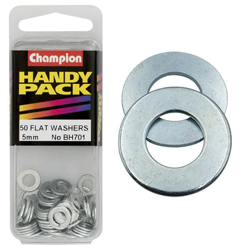 Champion Pack of 50 M5 x 10mm x 1mm Steel Flat Washers - BH701