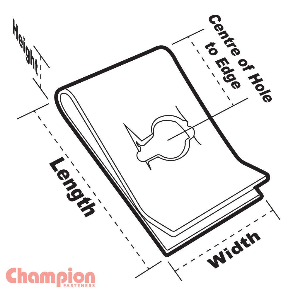 Champion Pack of 4 4.8mm Inner Diameter, 17.55 x 12.55 x 4.35mm Zinc Passivated Steel U-Type Captive Speed Nuts with 6mm Centre of Hole to Edge - BH100