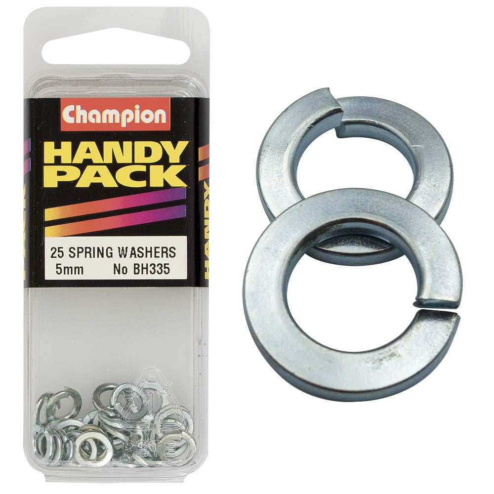 Champion Pack of 25 5mm Zinc Plated, Flat Section Spring Washers - BH335