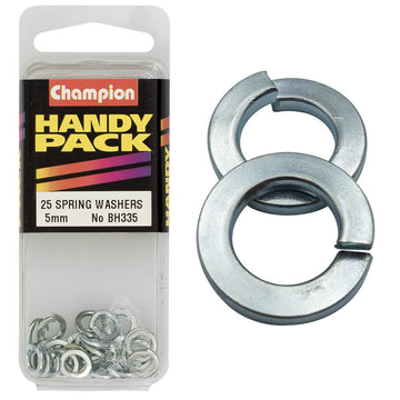 Champion Pack of 25 5mm Zinc Plated, Flat Section Spring Washers - BH335