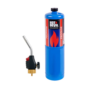 Hot Devil Anti-Flare Webbed Flame Blow Torch Kit with Piezo Ignition and 400g Propane Bottle - HD7011 (Pickup Only)