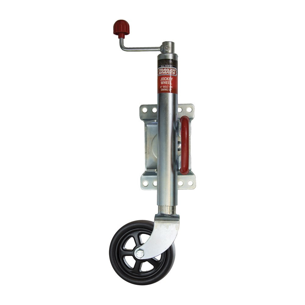 ASTSS 6" Jockey Wheel with Swing Away U-Bolt 4-Hole Bolt On Clamp (350kg) - R2112A