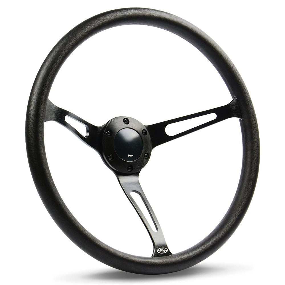 SAAS 15" Classic Deep Dish Poly Steering Wheel with Black Alloy Slotted Spokes - SW25910