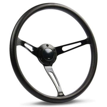 SAAS 15" Classic Deep Dish Poly Steering Wheel with Black Alloy Slotted Spokes - SW25910