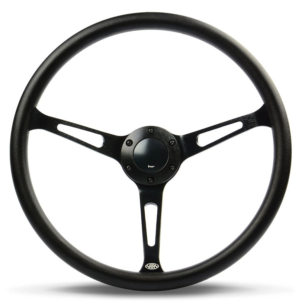 SAAS 15" Classic Deep Dish Poly Steering Wheel with Black Alloy Slotted Spokes - SW25910