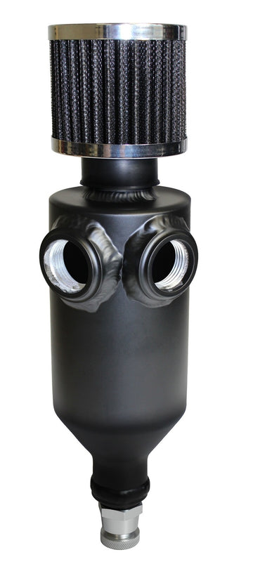 SAAS 500mL Capacity Baffled Oil Catch Can with Dual -12AN Ports - Black Aluminium Finish