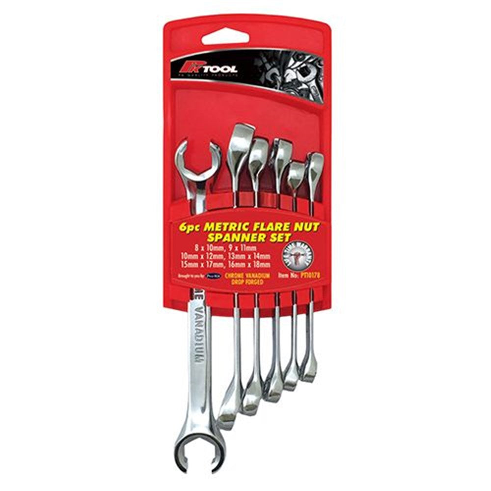 PK Tools Metric Flare Nut Cr-V Spanner Set 6 Piece - PT10178