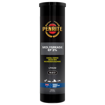 Penrite Molygrease EP 3% General Purpose NLGI2 Lithium Grease with Molybdenum Disulphide - 450g Cartridge - MOLY00045