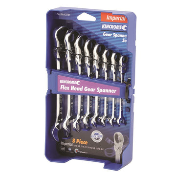 Kincrome 8-Piece Imperial Flex Head Ratcheting Gear Spanner Set - K3701