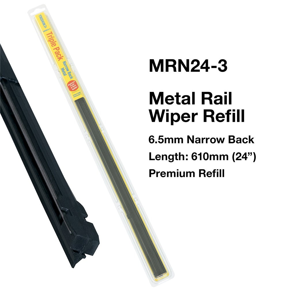 Tridon Metal Rail Wiper Refills - Narrow Back (3 Pack) 24In - MRN24-3