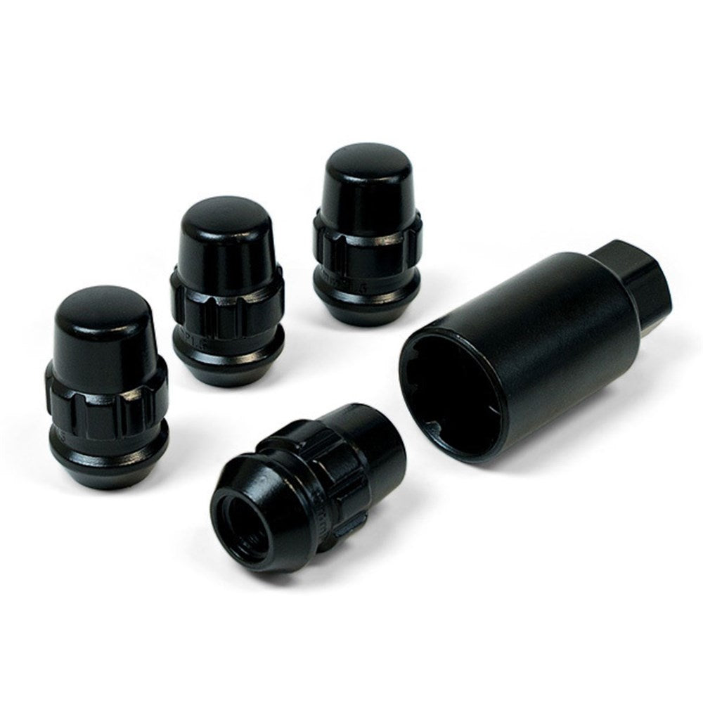 SAAS Set of 4 Splined Lock Nuts - Black, M12x1.50 Thread, Acorn Bulge Type - 923326BC