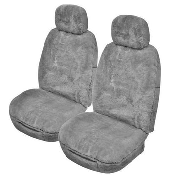 My Car 25mm Thick Sheepskin Front Alpine Seat Covers, Universal Size 30 - Grey