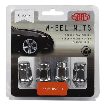 SAAS 335305 Wheel Nuts Acorn Bulge 7/16"Chrome 35mm 5Pk