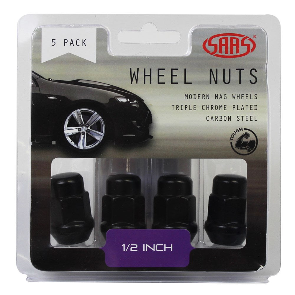 SAAS Wheel Nuts Acorn Bulge 1/2" Black 35mm - 335315BC