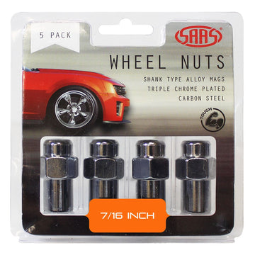 SAAS Set of 5 Wheel Nuts Mag 7/16" Chrome 43mm - 743405