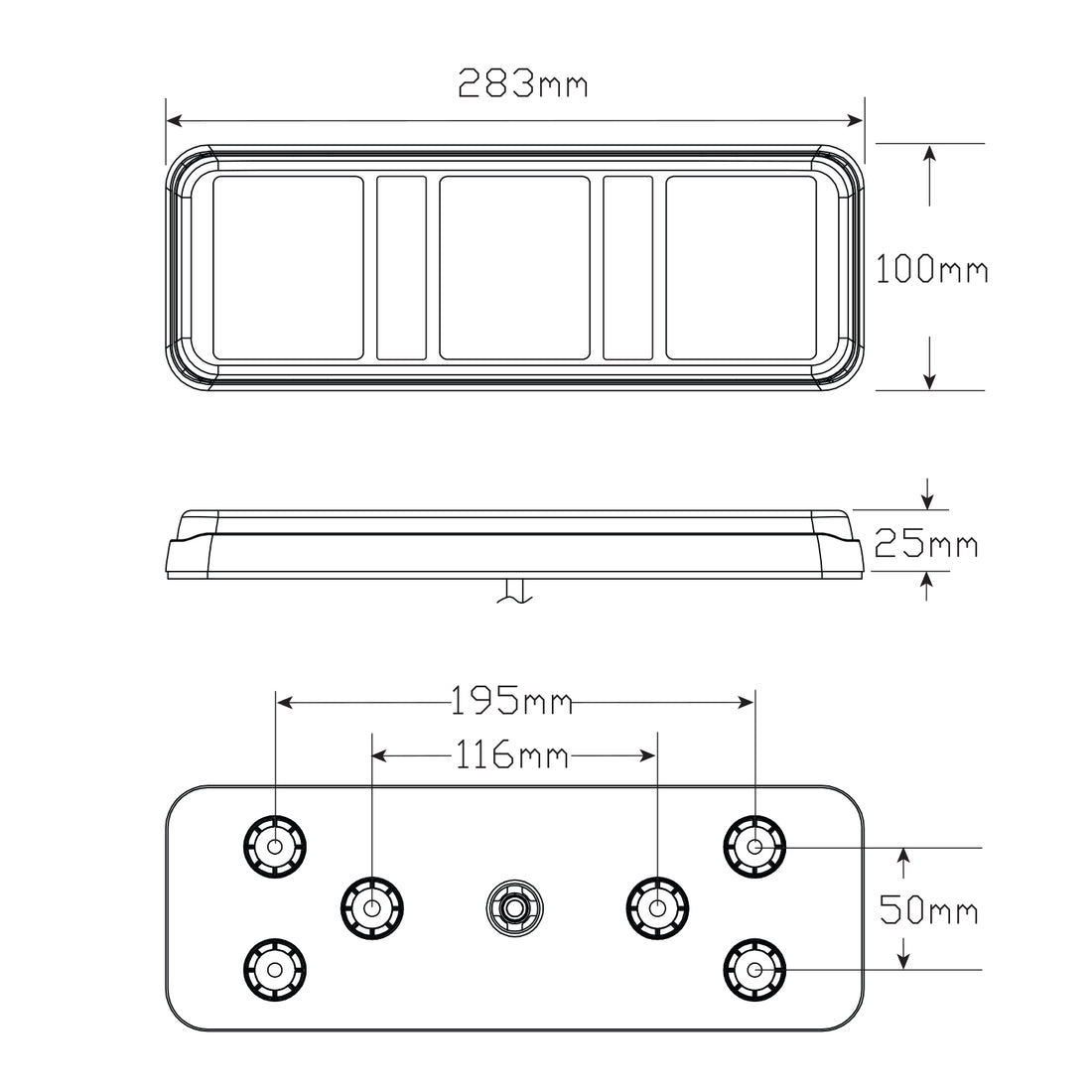 LED Autolamps 283ARWM Rear Combination Lamp