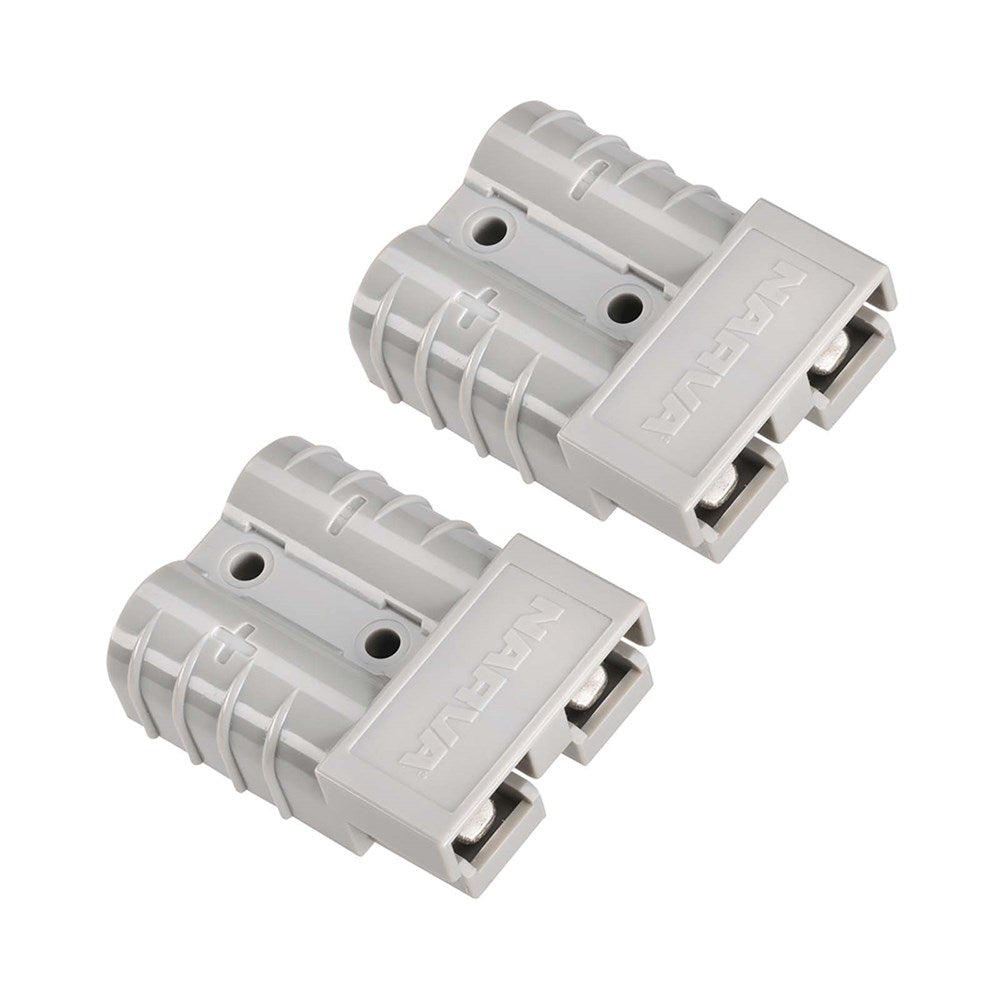 Narva 57200BL2 Heavy-Duty 50 Amp 50A Connector Housing Grey W/ Copper Terminals (Twin Pack) Anderson Style