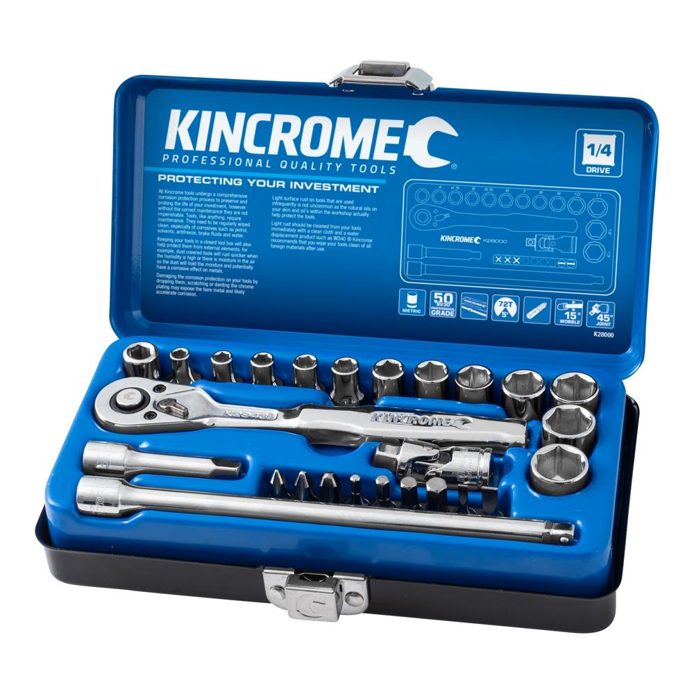 Kincrome 26 Piece 1/4" Drive Metric Socket Set - K28000