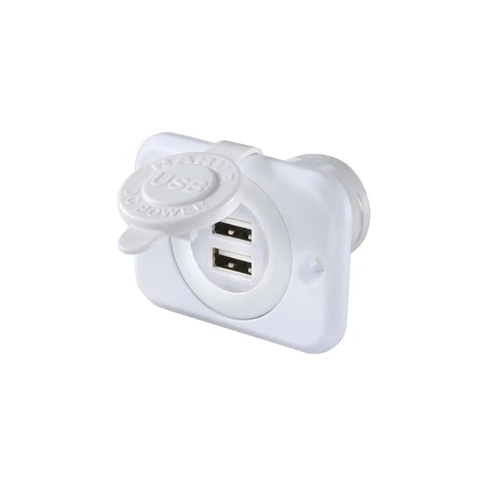 Narva 81134WBL Heavy Duty Dual USB Socket (White)