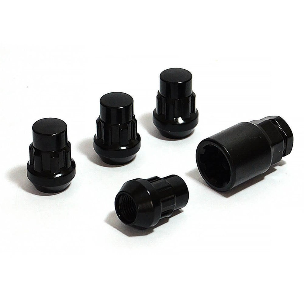 SAAS Set of 4 Splined Lock Nuts - Black, M12x1.50 Thread, Bulge Type - 913026BC