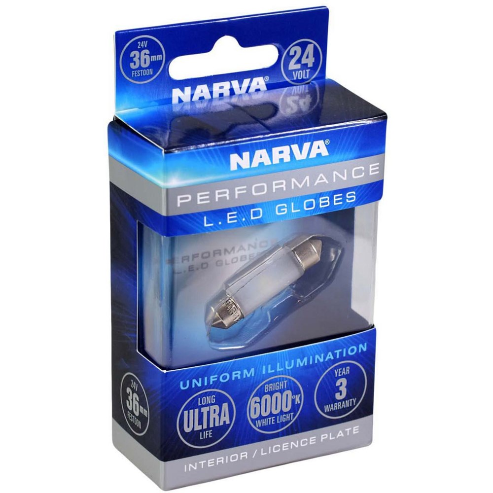 Narva 18312BL 24V 6000K LED Festoon Globe - Single, 8.5x36mm