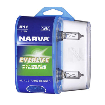 Narva 48079BL2 H11 12V 55W Everlife Halogen Headlight Globes, Twin Pack