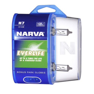 Narva 48329BL2 H7 12V 55W Everlife Halogen Headlight Globes, Twin Pack