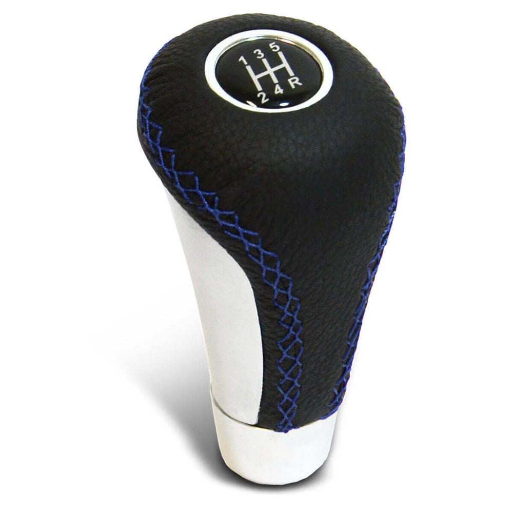 SAAS SGKEL Leather Gear Knob Blue   Alum Insert With 8 Shift Patte