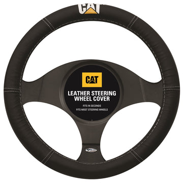 CAT Steering Wheel Cover Leather Black - SWCATBLK