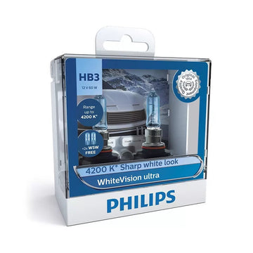 Philips 9005WVUSM WhiteVision Ultra 12V HB3 60W 4200K Headlight Globes with 2x W5W Park Globes (Twin Pack)