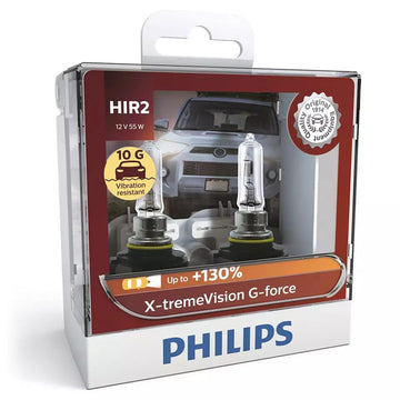 Philips 9012XVGS2 X-tremeVision G-Force 12V HIR2 55W Vibration Resistant +130% Headlight Globes (Twin Pack)